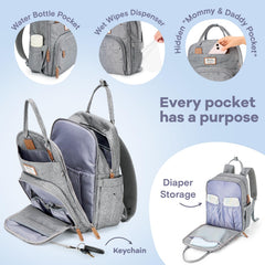 RUVALINO diaper bag insulated bottle pockets in action, keeping temperatures stable.