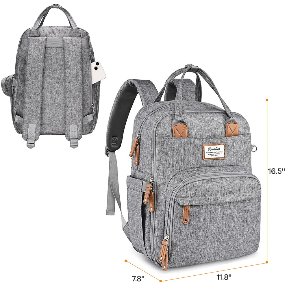 RUVALINO diaper bag organized interior with mesh pockets for easy item retrieval.