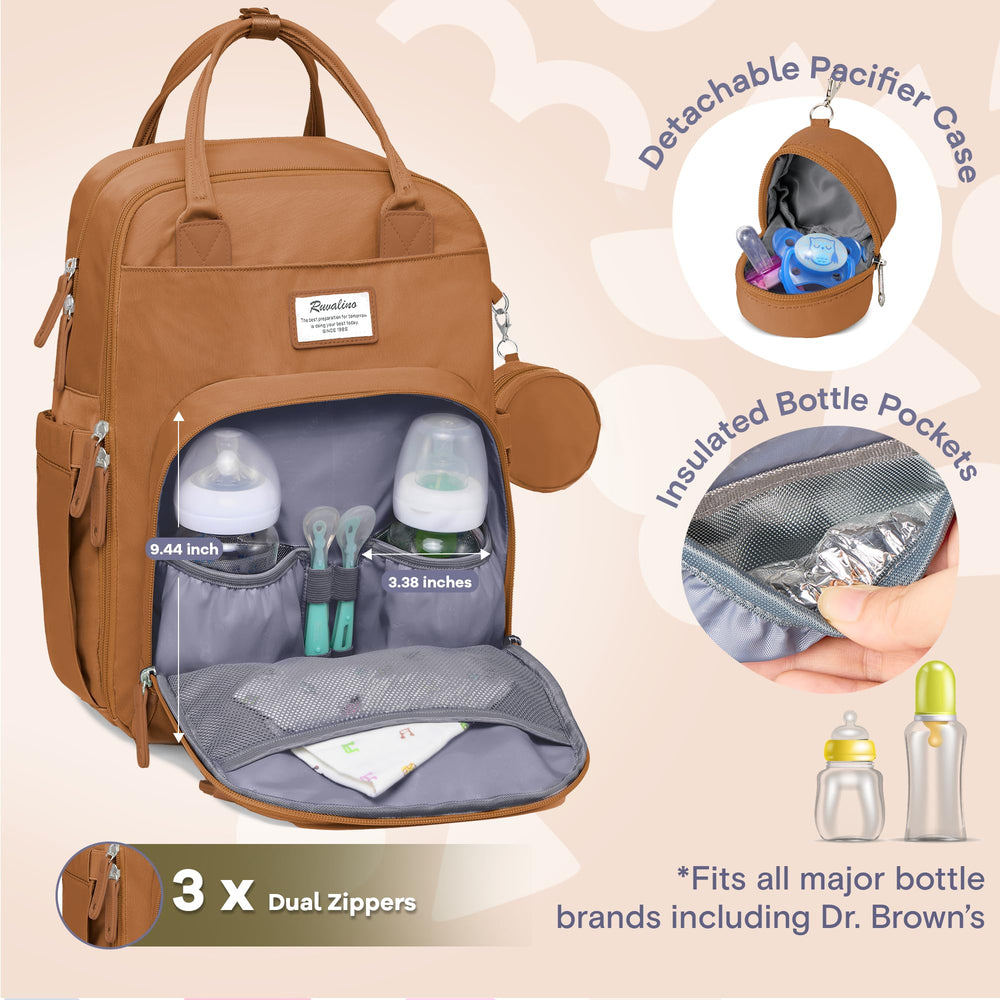RUVALINO changing pad included for comfortable diaper changes anywhere.