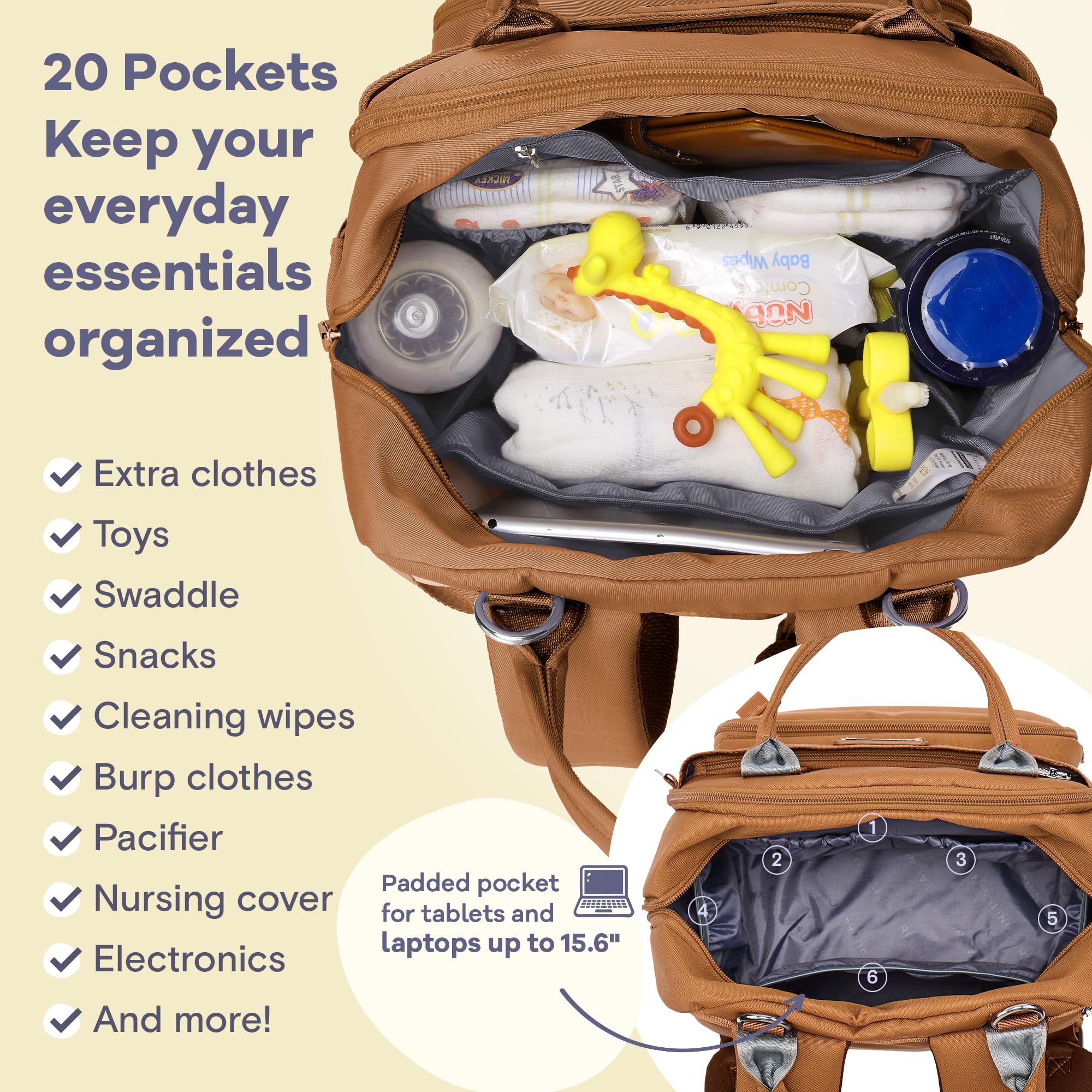 RUVALINO convertible design for backpack, handheld, or stroller use.