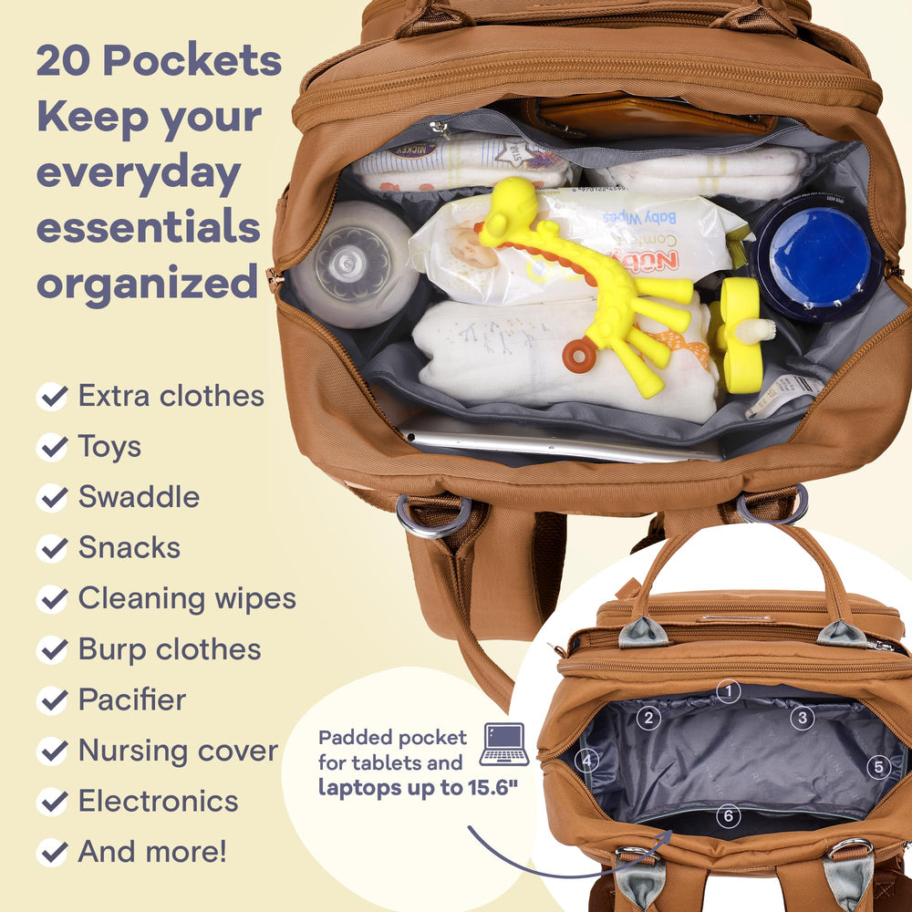 RUVALINO convertible design for backpack, handheld, or stroller use.