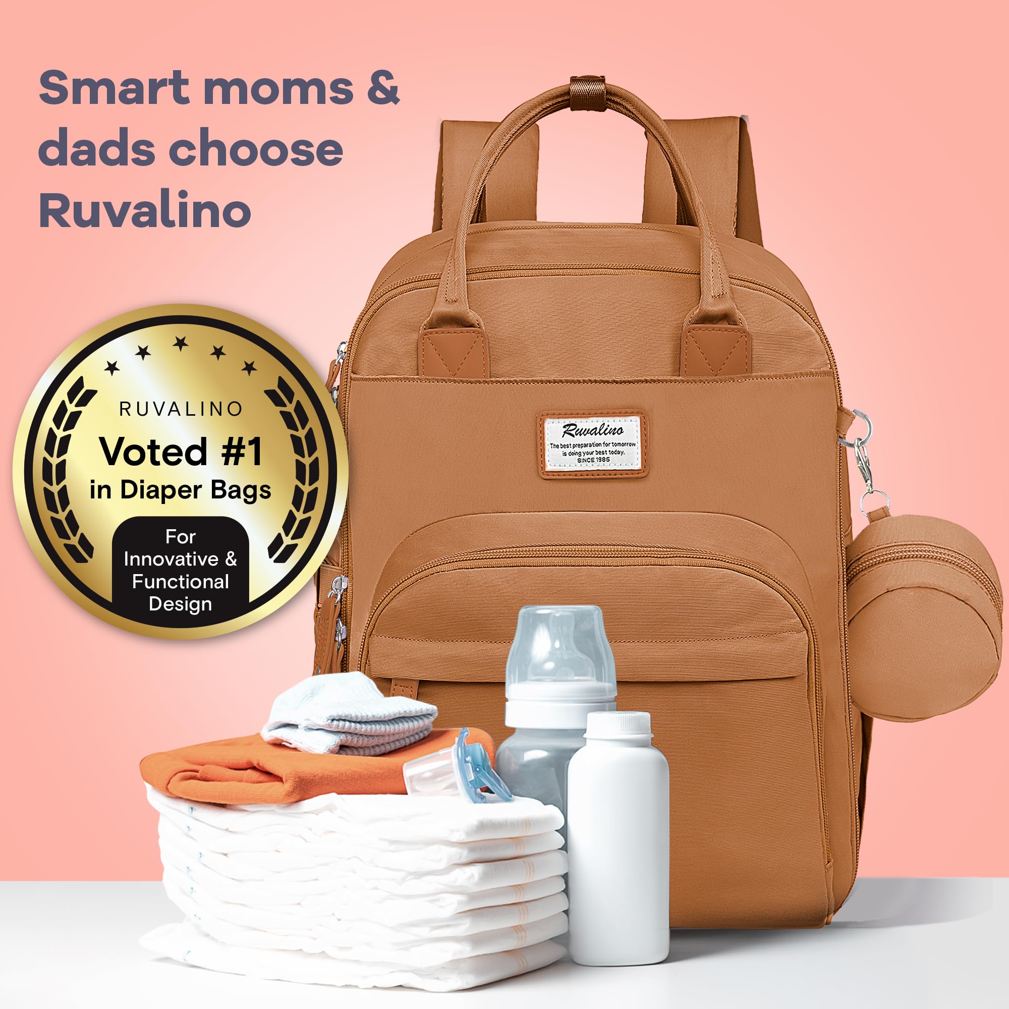 RUVALINO waterproof fabric resists spills and keeps contents dry.