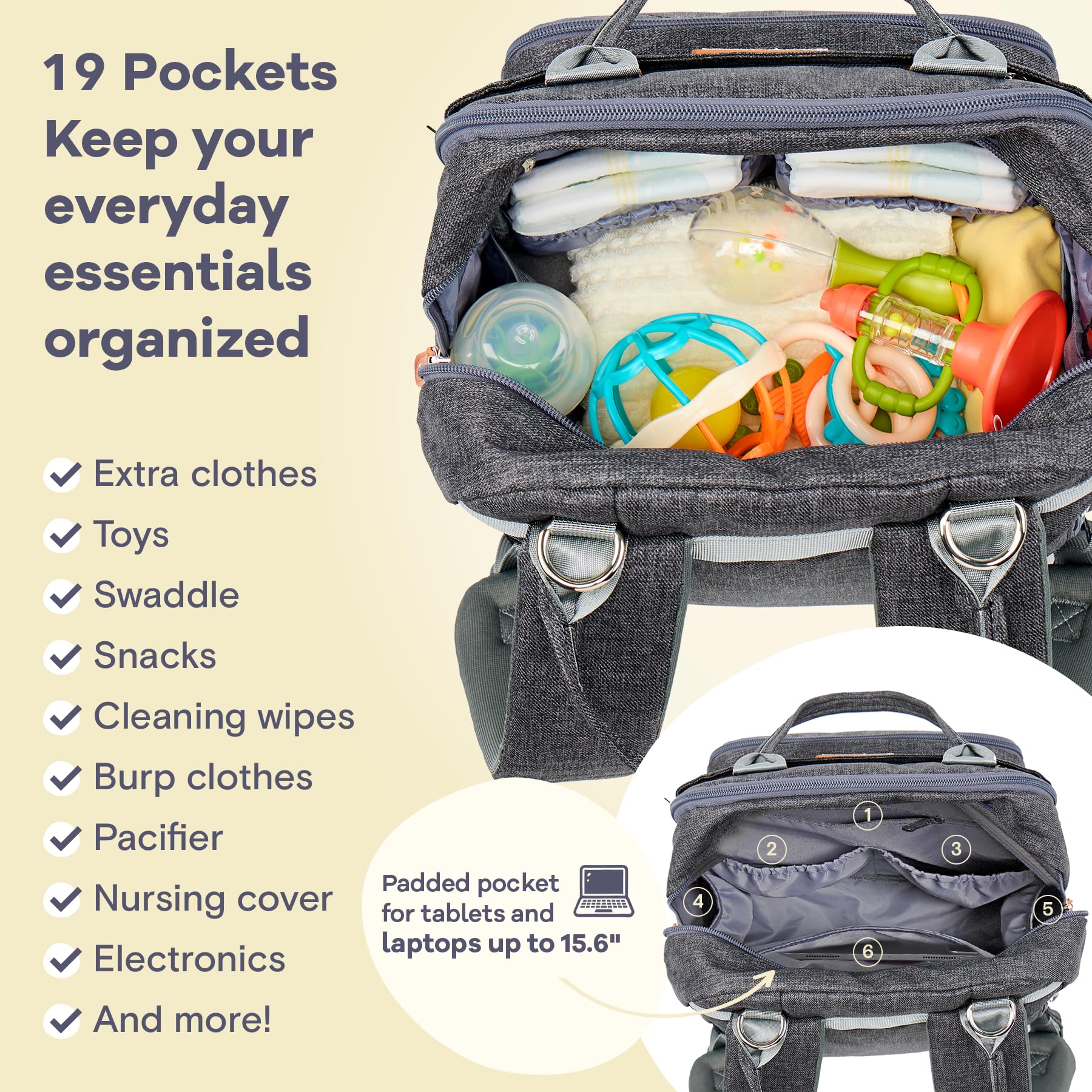 RUVALINO insulated bottle pocket fits wide-neck bottles securely