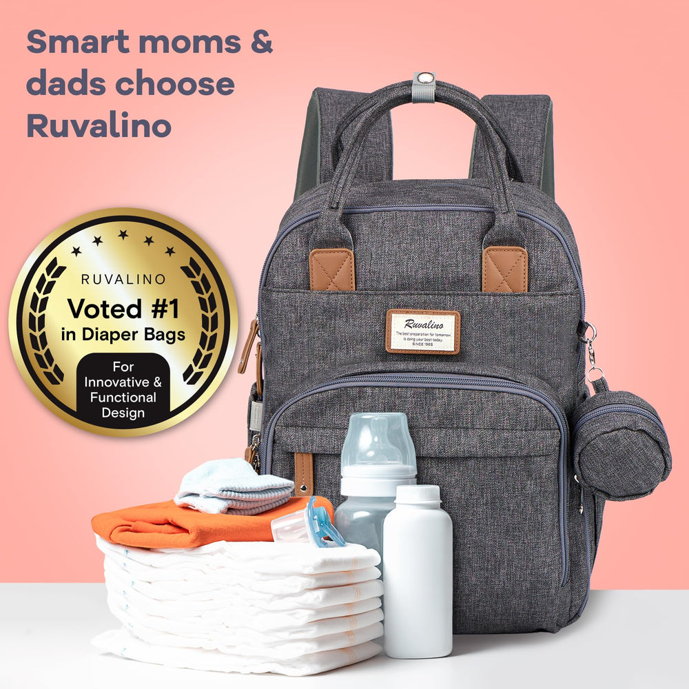 RUVALINO wide-opening dual-zipper design enables one-hand access
