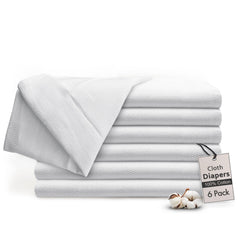 RUVANTI Birdseye flat-fold cloth diapers 23x23 inches in white for gentle newborn use.