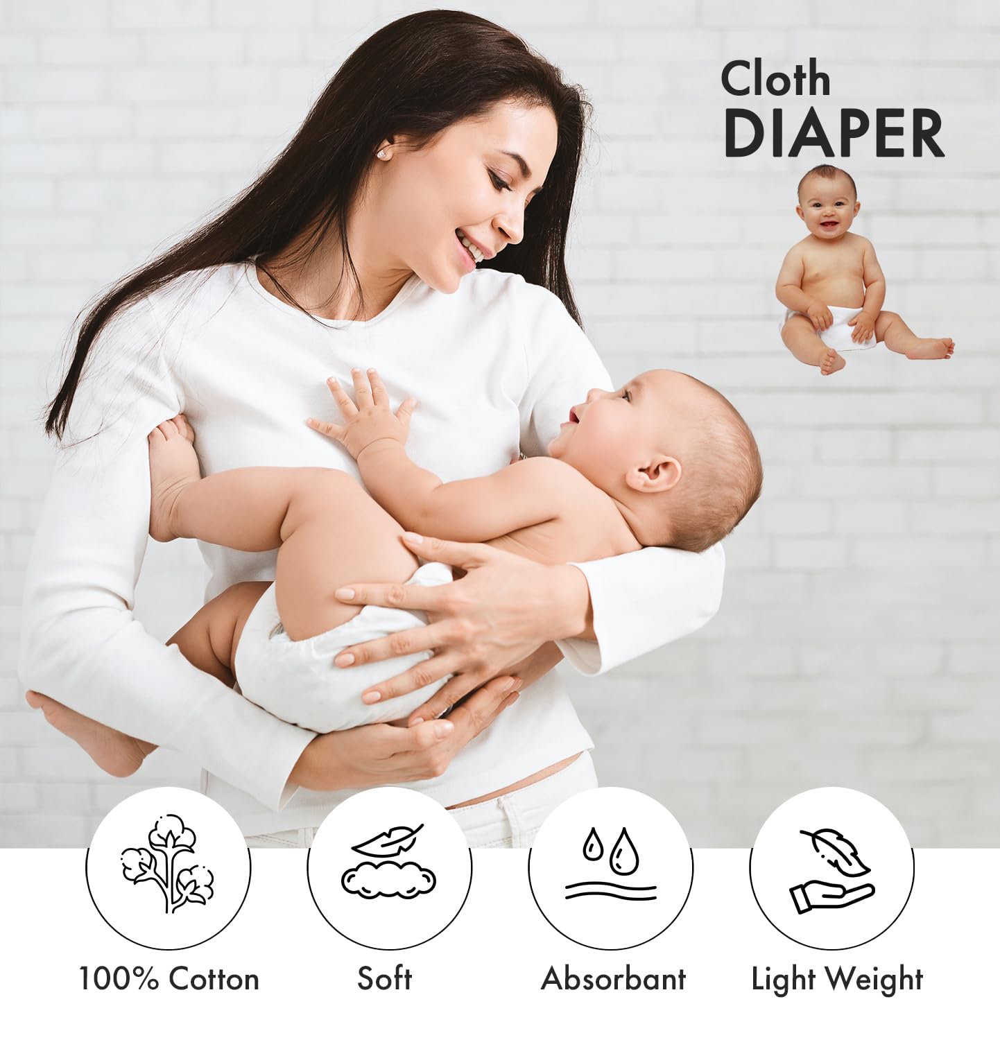 RUVANTI 100% cotton inserts provide a soft, absorbent core for everyday messes.