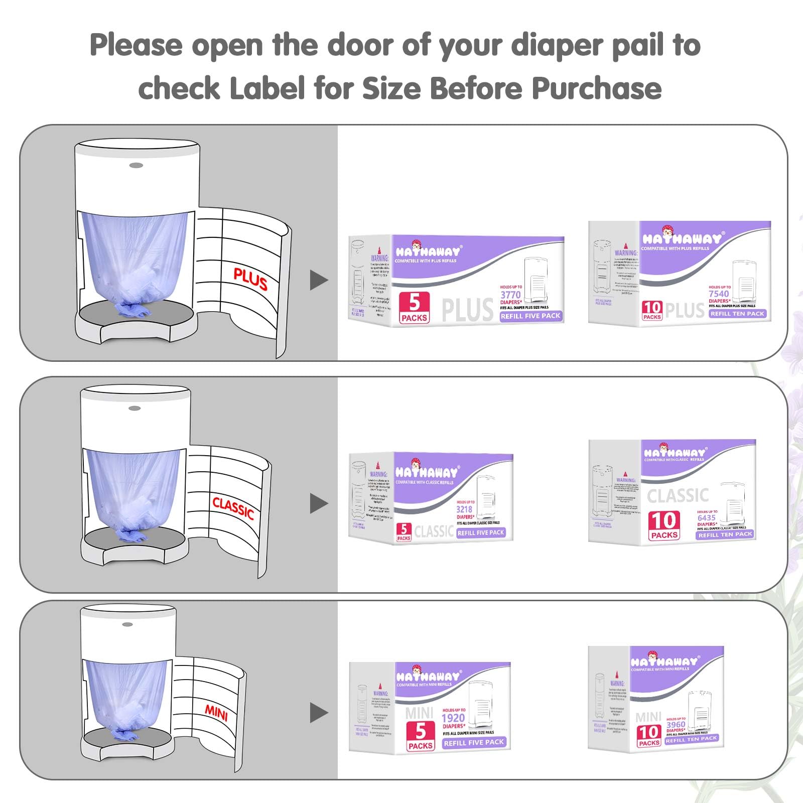 Extra-long refills for Dekor pails enabling fewer changes