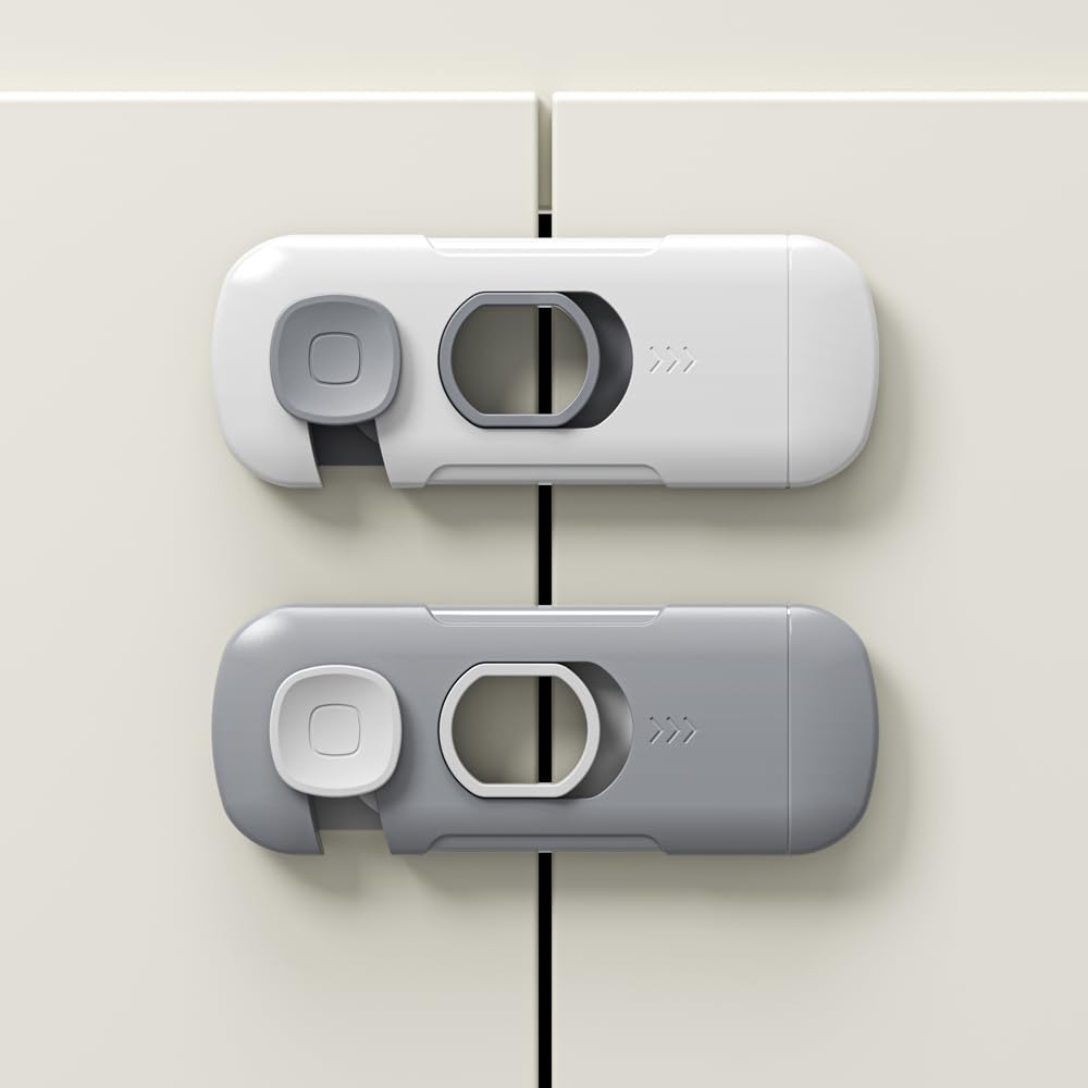 Ruzofo fridge lock demonstrates tool-free installation on cabinets