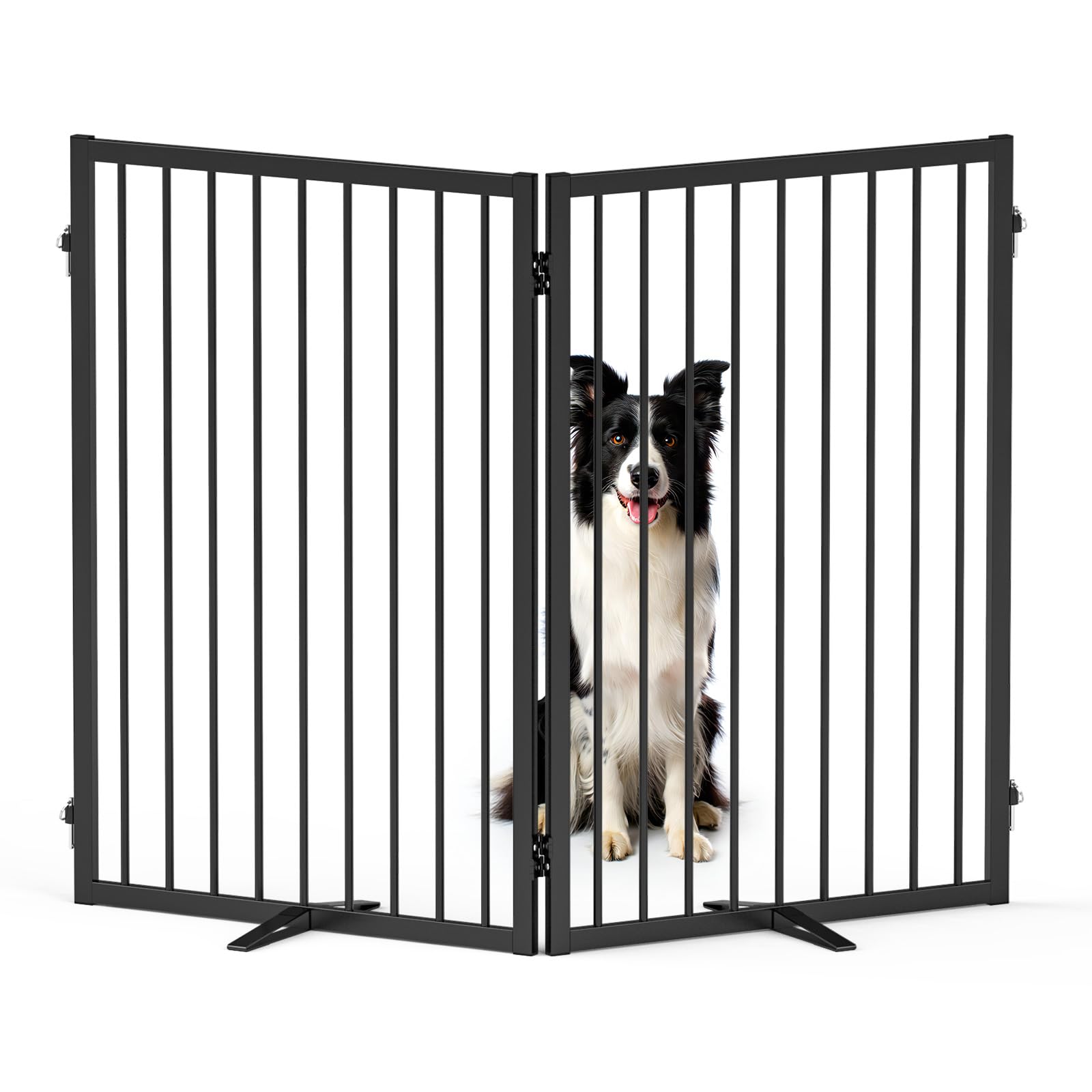 Rvdeaa free standing dog gate open layout secures wide doorways indoors and outdoors.