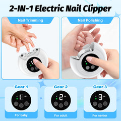 RVDU Electric Nail Clipper with 3 gears adapts speed for all ages