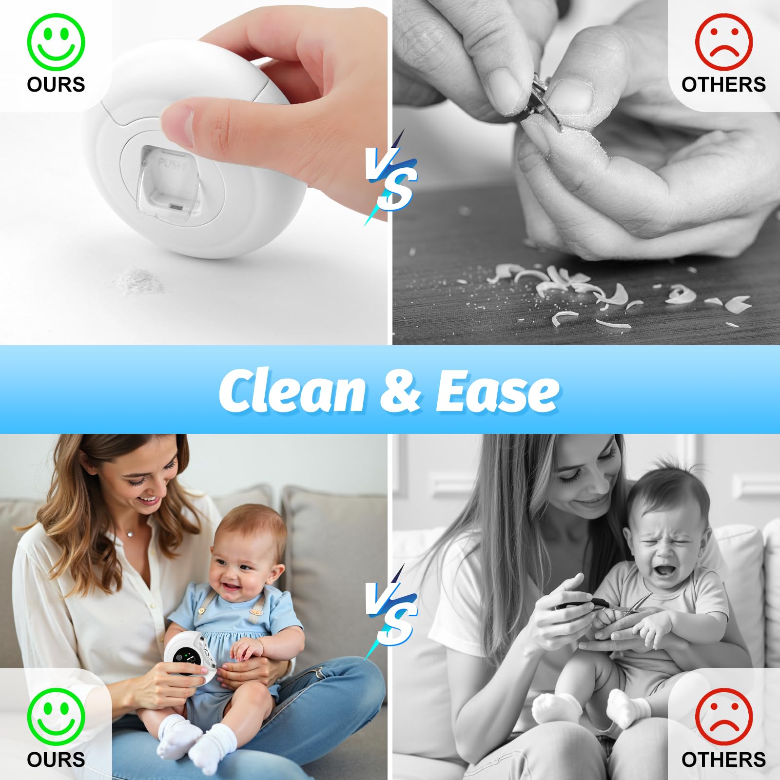 RVDU Nail Clipper includes polishing head for smooth nail finish