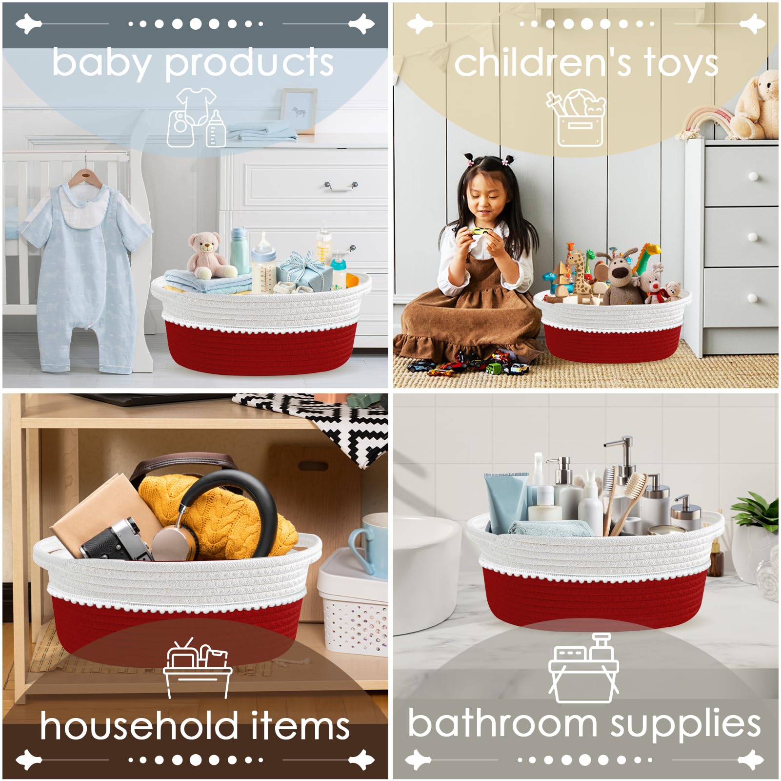 RVEAFA soft cotton rope basket highlighting gentle, durable material