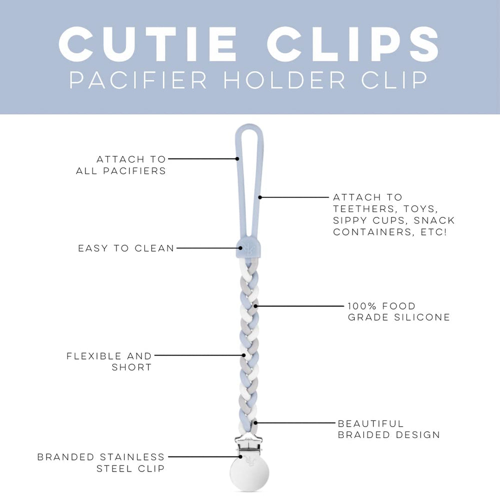 Ryan & Rose Cutie Clip Braiden Sailboat silicone teether in use