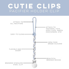 Ryan & Rose Cutie Clip Braiden Sailboat silicone teether in use