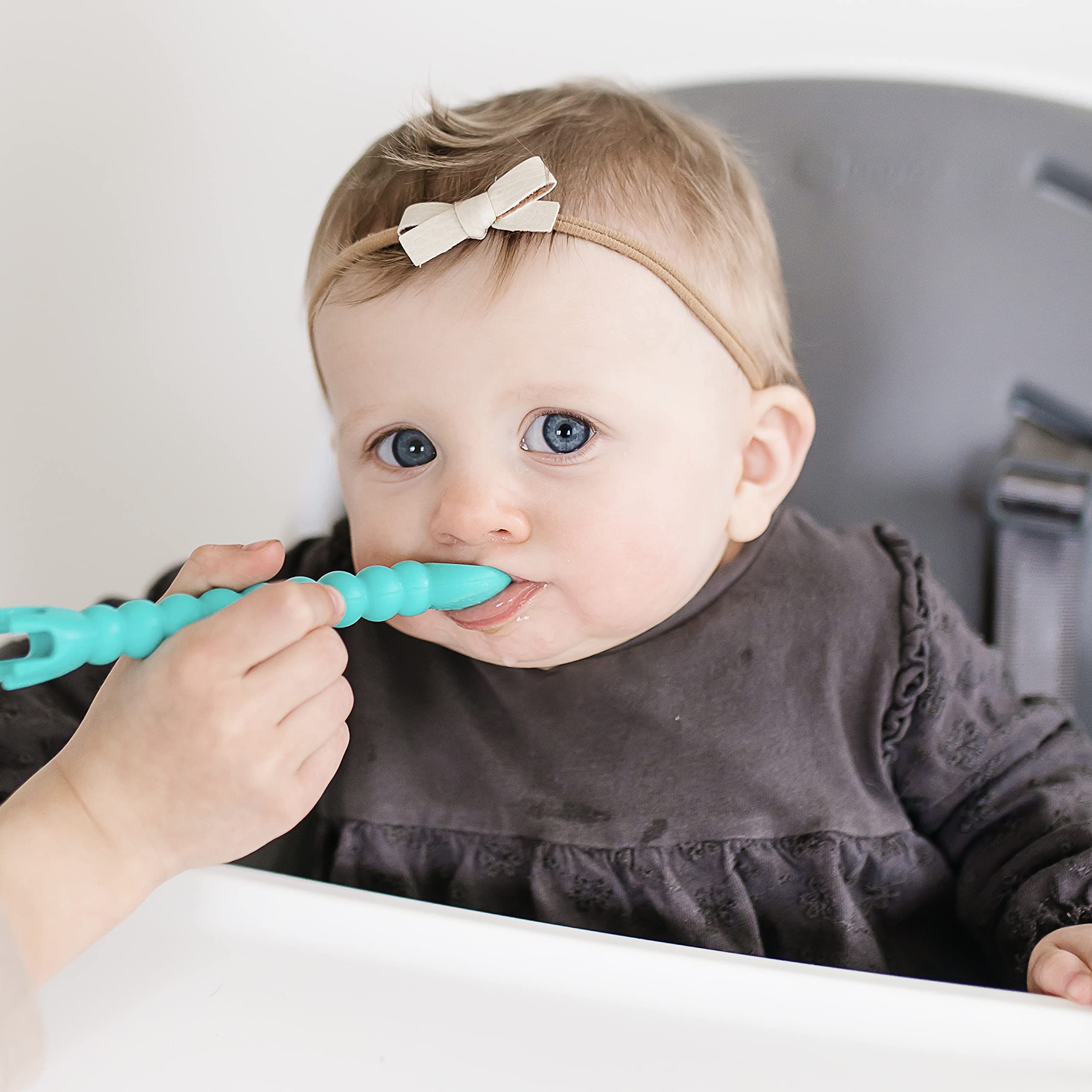 2-pack Cutie Tensil dishwasher-safe on top rack in turquoise