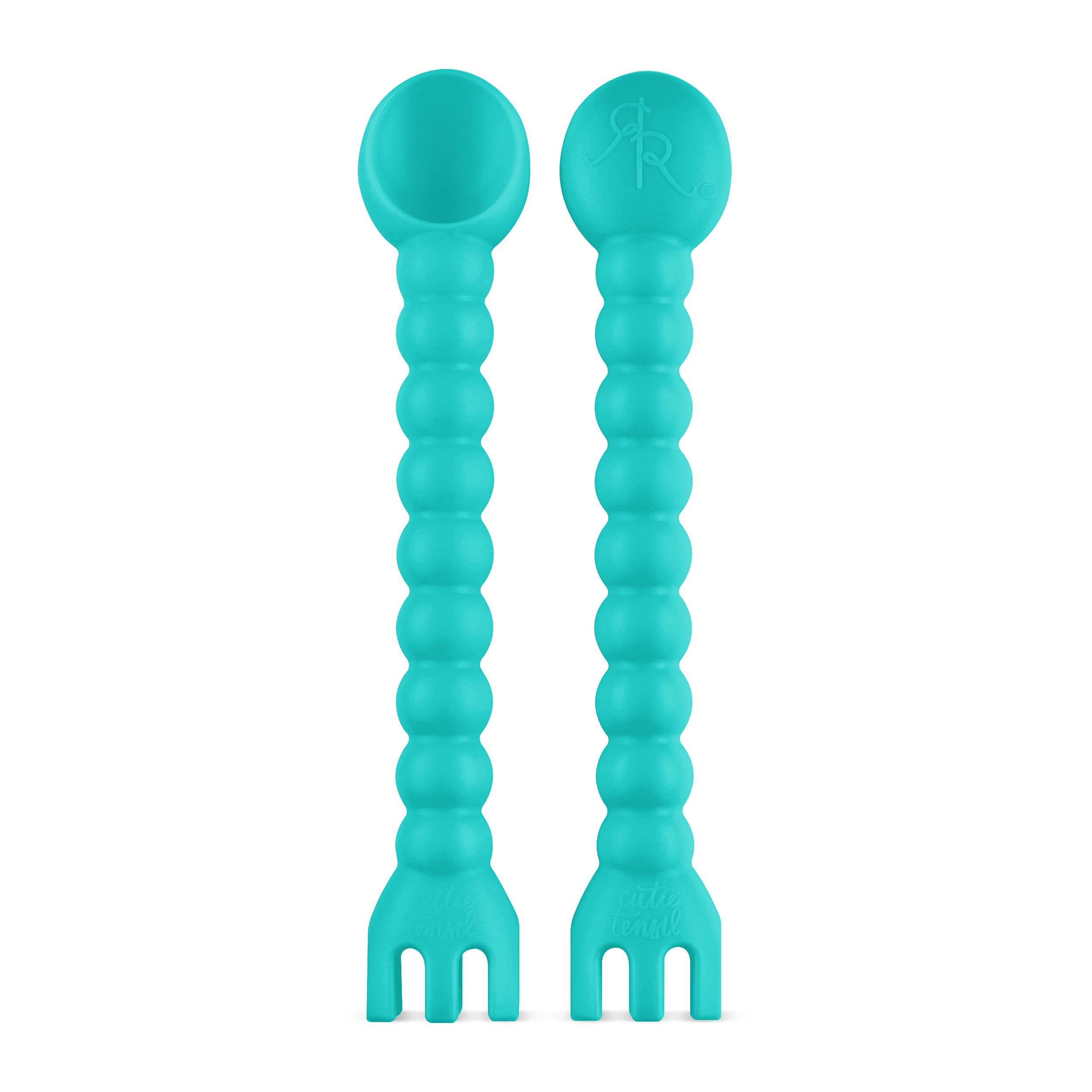 Ryan & Rose Cutie Tensil spoon and fork in turquoise for easy self-feeding