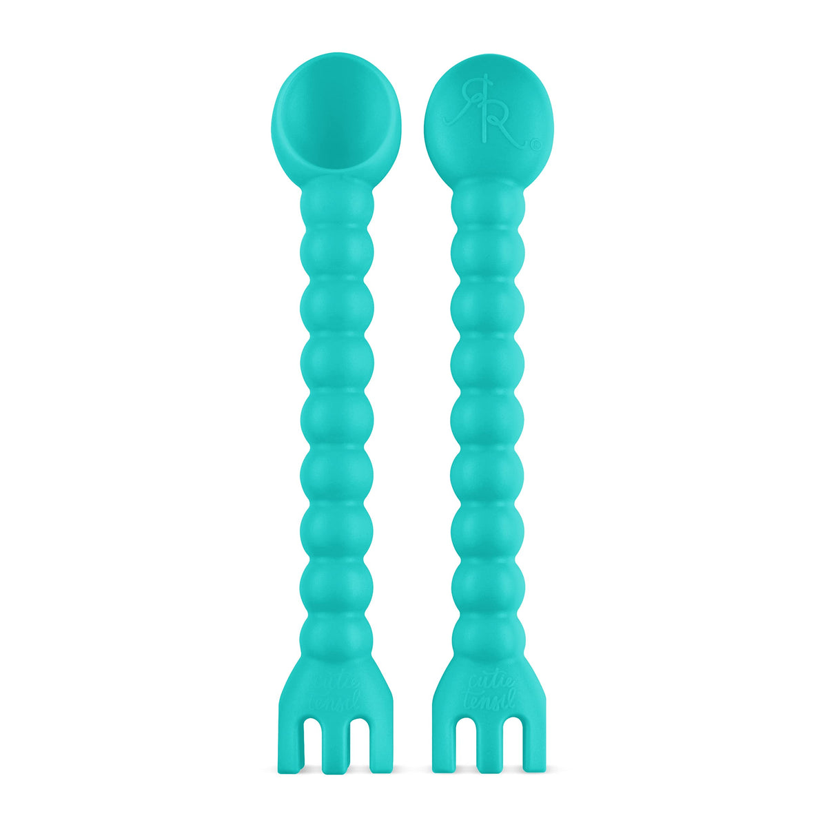 Ryan & Rose Cutie Tensil spoon and fork in turquoise for easy self-feeding