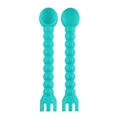 Ryan & Rose Cutie Tensil spoon and fork in turquoise for easy self-feeding