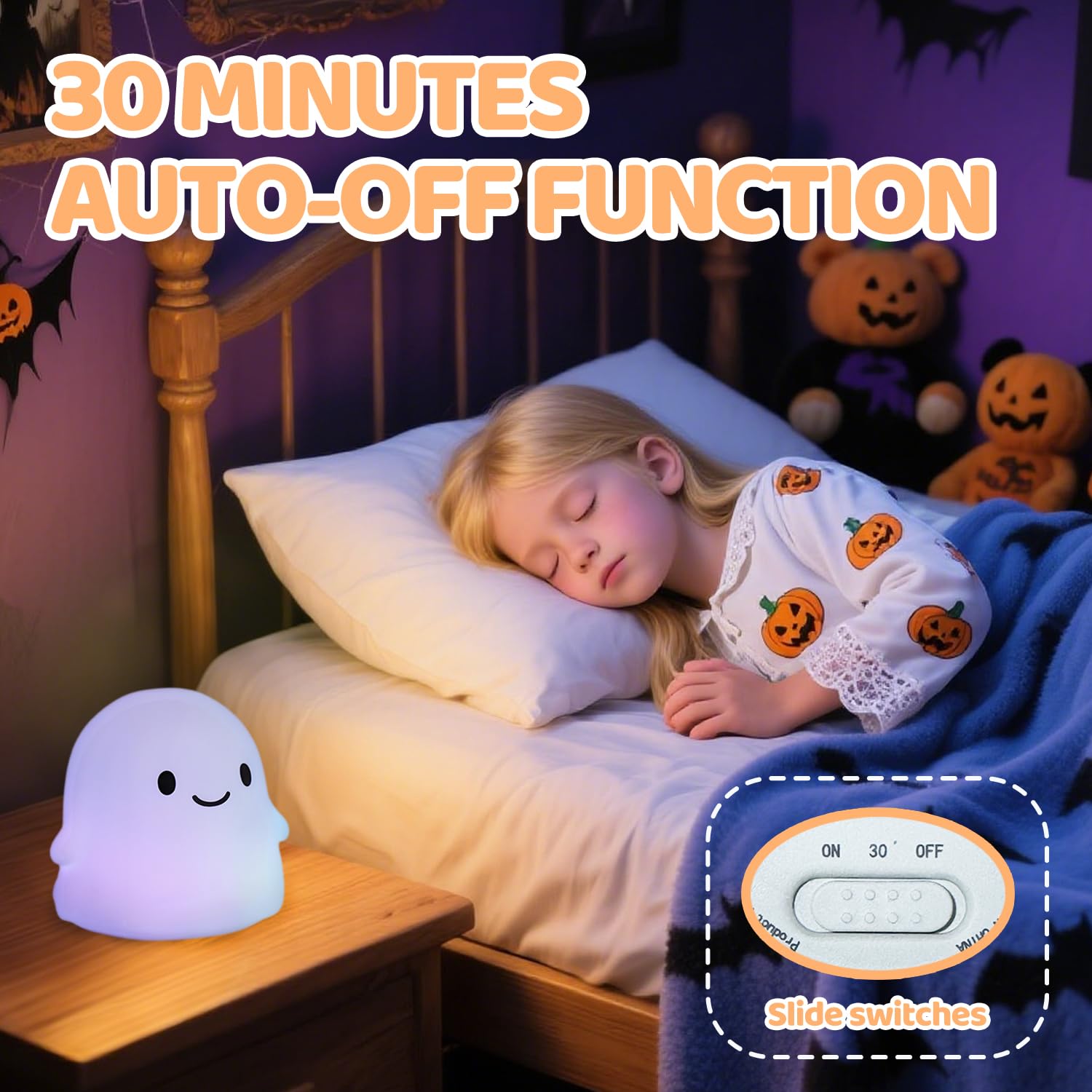 Rytinazzz ghost night light color mode showcases vibrant color options for mood lighting.