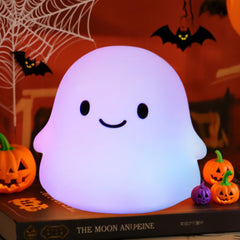 Rytinazzz Halloween ghost night light in soft silicone; cuddly decor for kids.