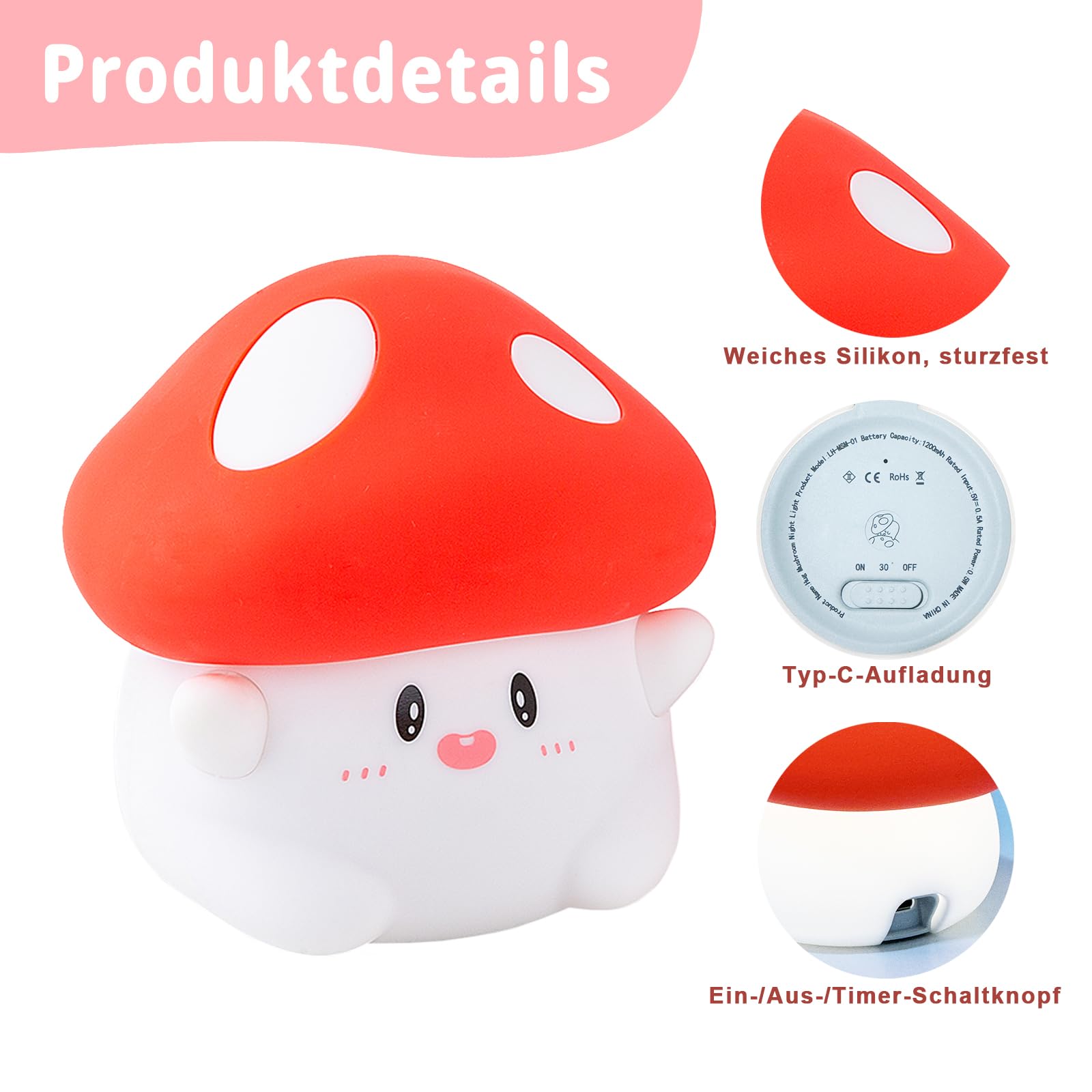 Rytinazzz Hug Mushroom Night Light is ideal for kid room decor