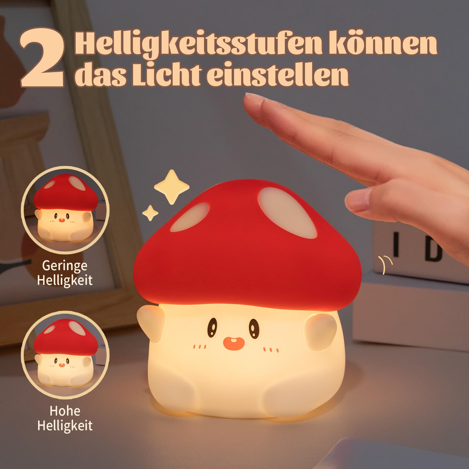 Rytinazzz Hug Mushroom Night Light soft silicone texture invites hugs
