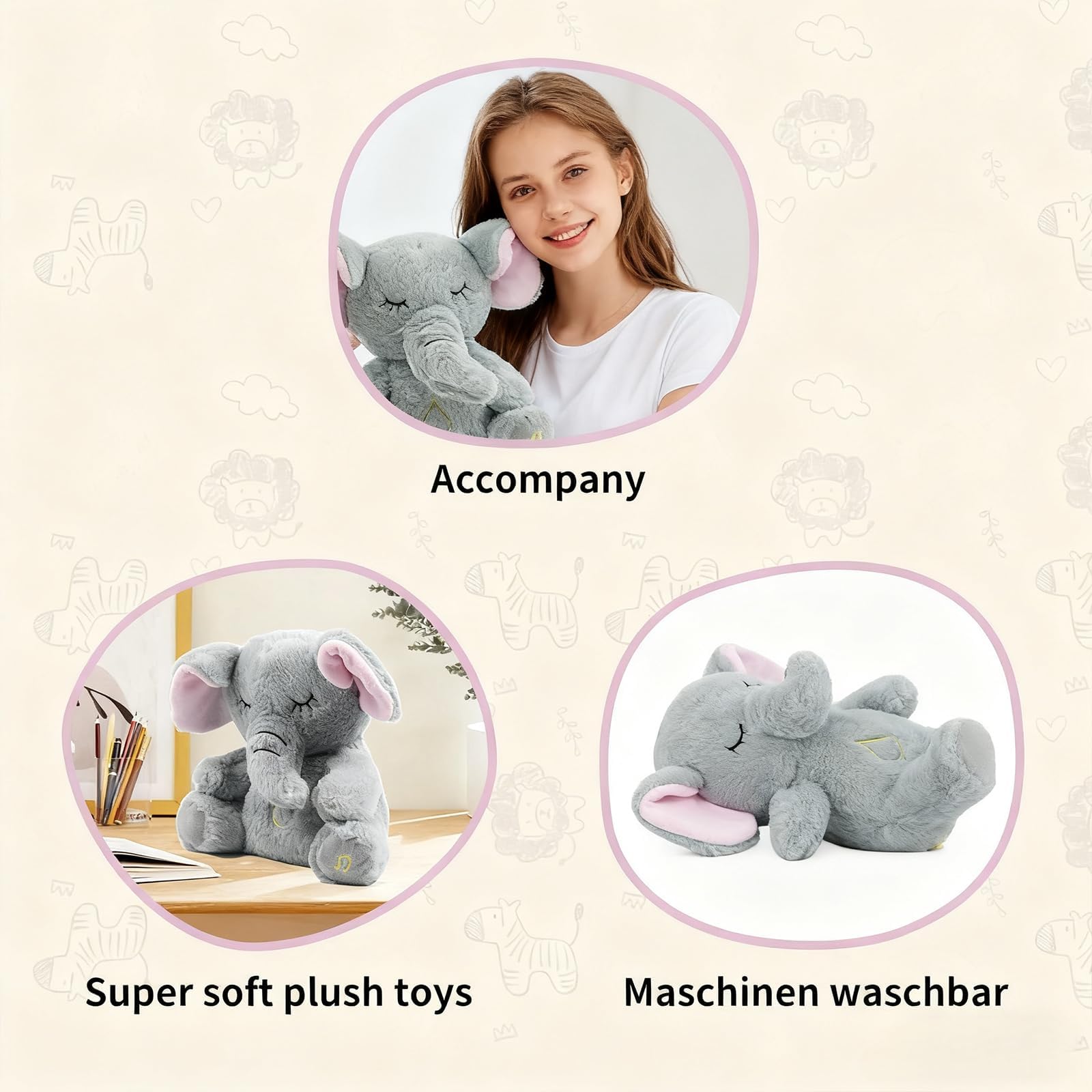 Rytopt Breathing Elephant music lullabies provide calm bedtime audio.