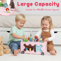 RZYLKA Magnetic strips on wood board securely hold Tonies figures