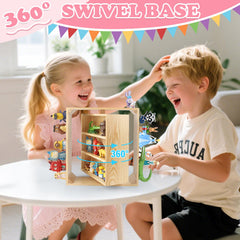 RZYLKA wooden-double-sided tonies display showcases a sturdy pine wood build