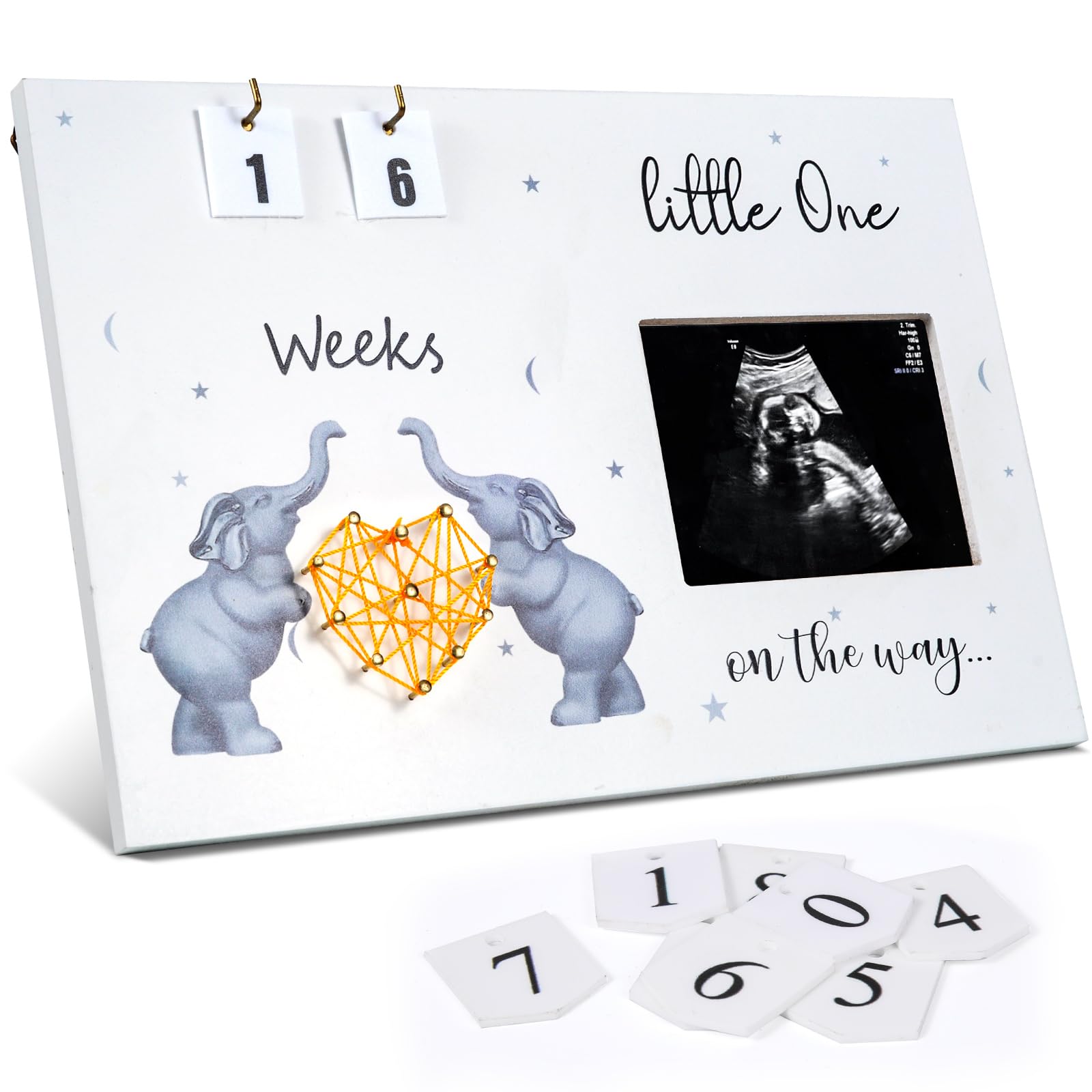 S Divyacoi ultrasound frame with farmhouse string art holds 4x3 inch photos.