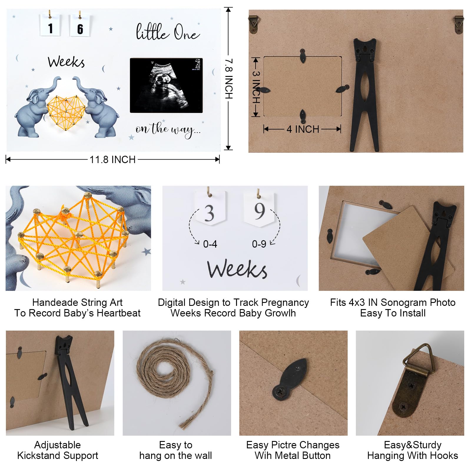 S Divyacoi family-friendly frame features easy photo updates with four metal tabs.