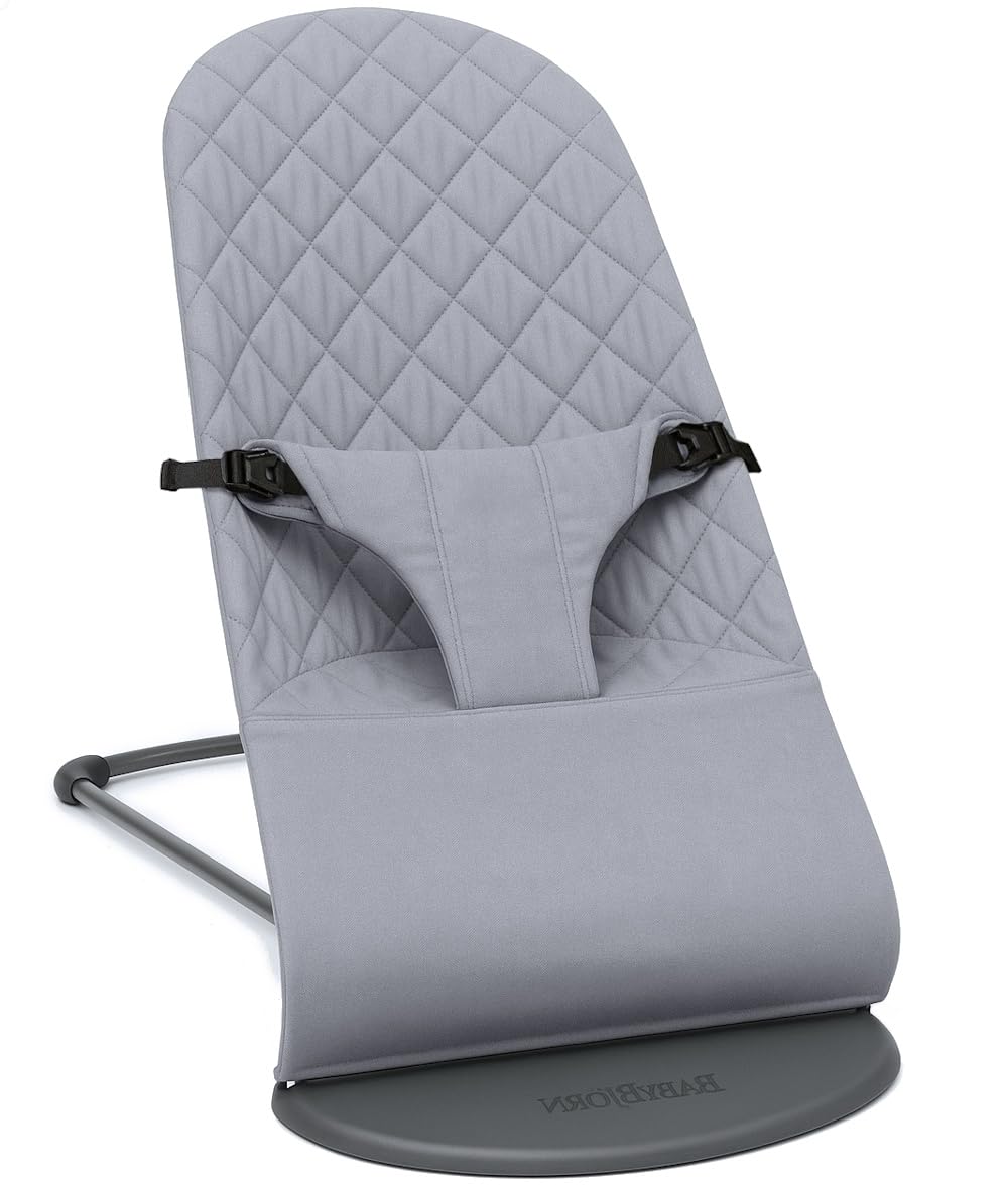 SA Accessories fabric seat for BabyBjorn Bouncer, front view, durable gray cotton.