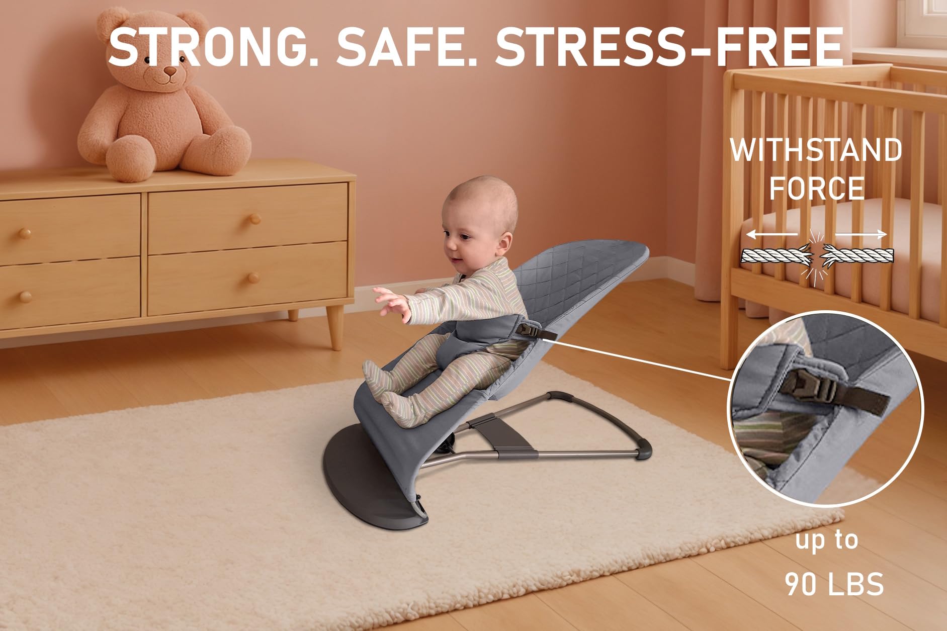 Replacement seat cover for BabyBjorn Bouncer gray by SA Accessories.