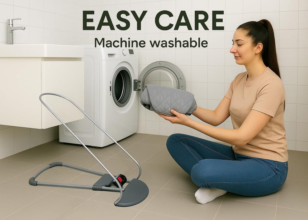 Washable cover for BabyBjorn Bouncer keeps seating surface fresh.