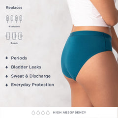 Saalt Comfort Modal Brief gusset close-up highlighting dry layers for leak protection.