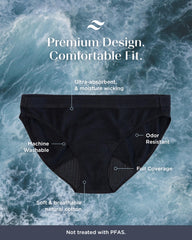 Saalt Cotton Bikini Volcanic Black lightweight dry feel provides all-day comfort.