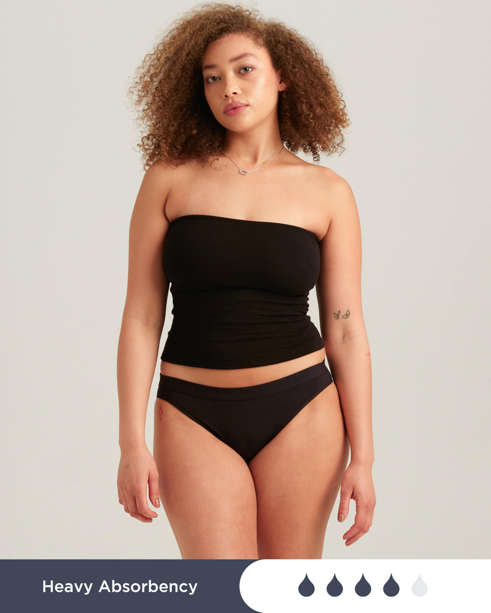 Saalt Cotton Bikini Volcanic Black moisture-wicking gusset keeps you dry during activity.