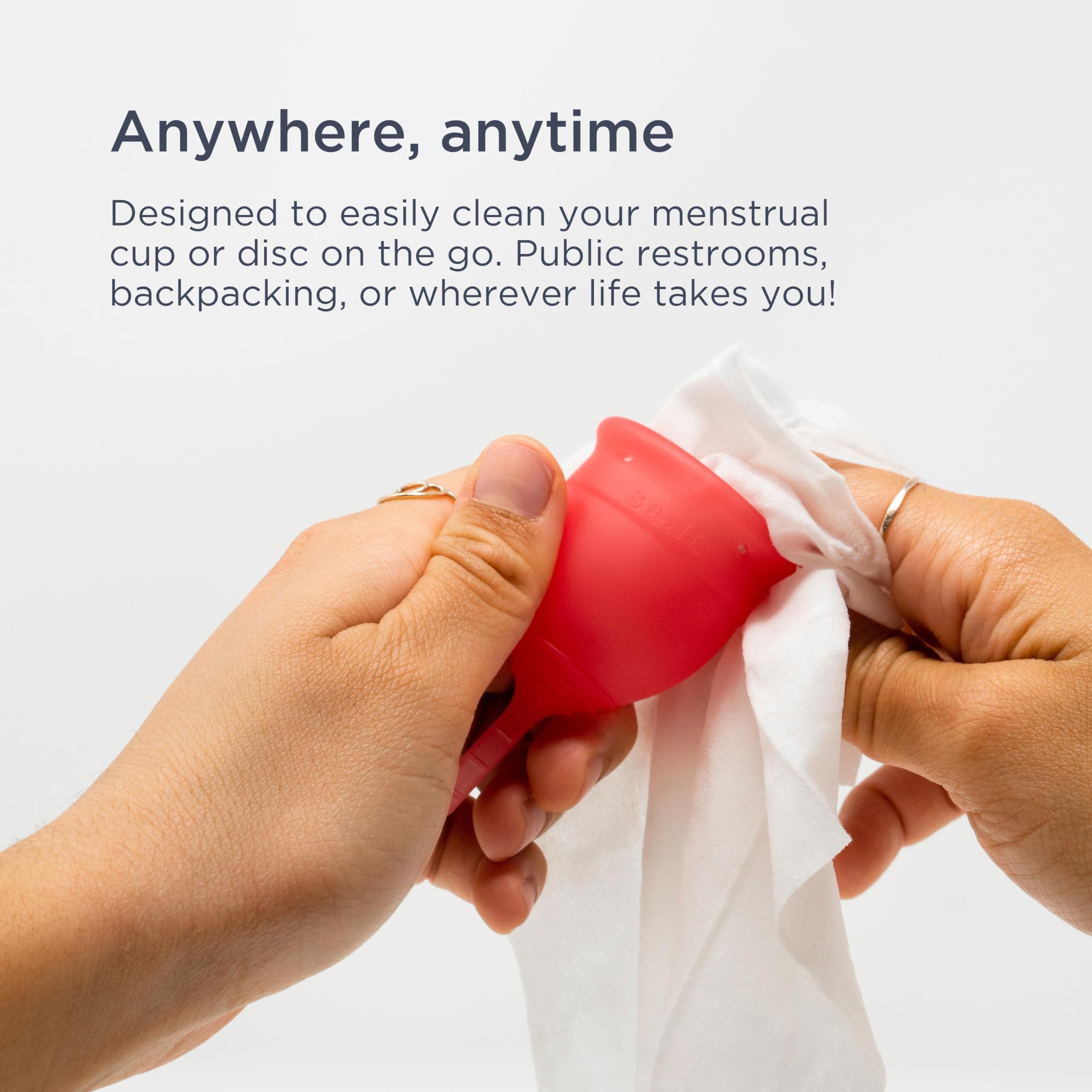 Saalt Daily Cleansing Wipes biodegradable symbol reflects eco-conscious care.