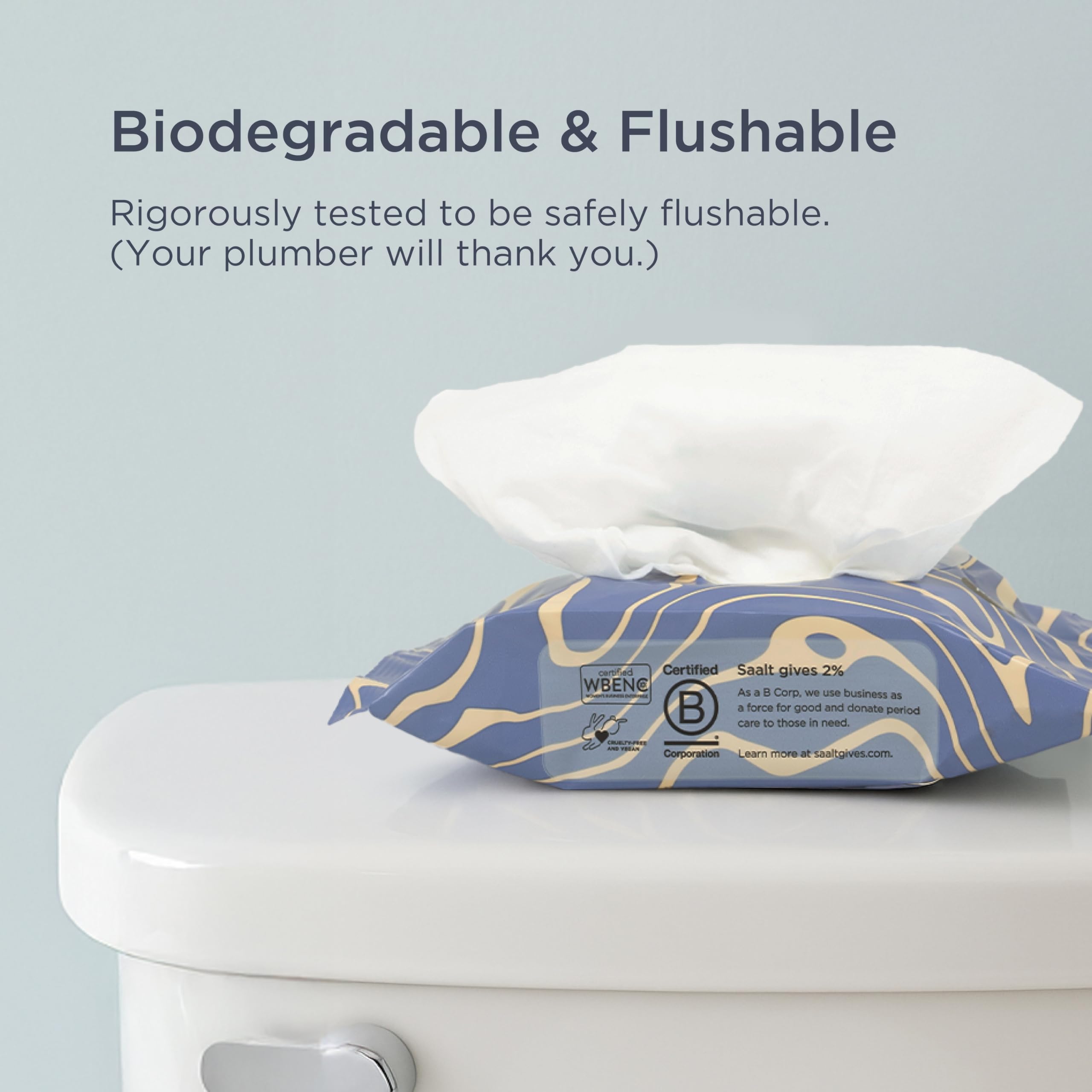 Saalt Daily Cleansing Wipes close-up texture shows gentle, skin-friendly material.
