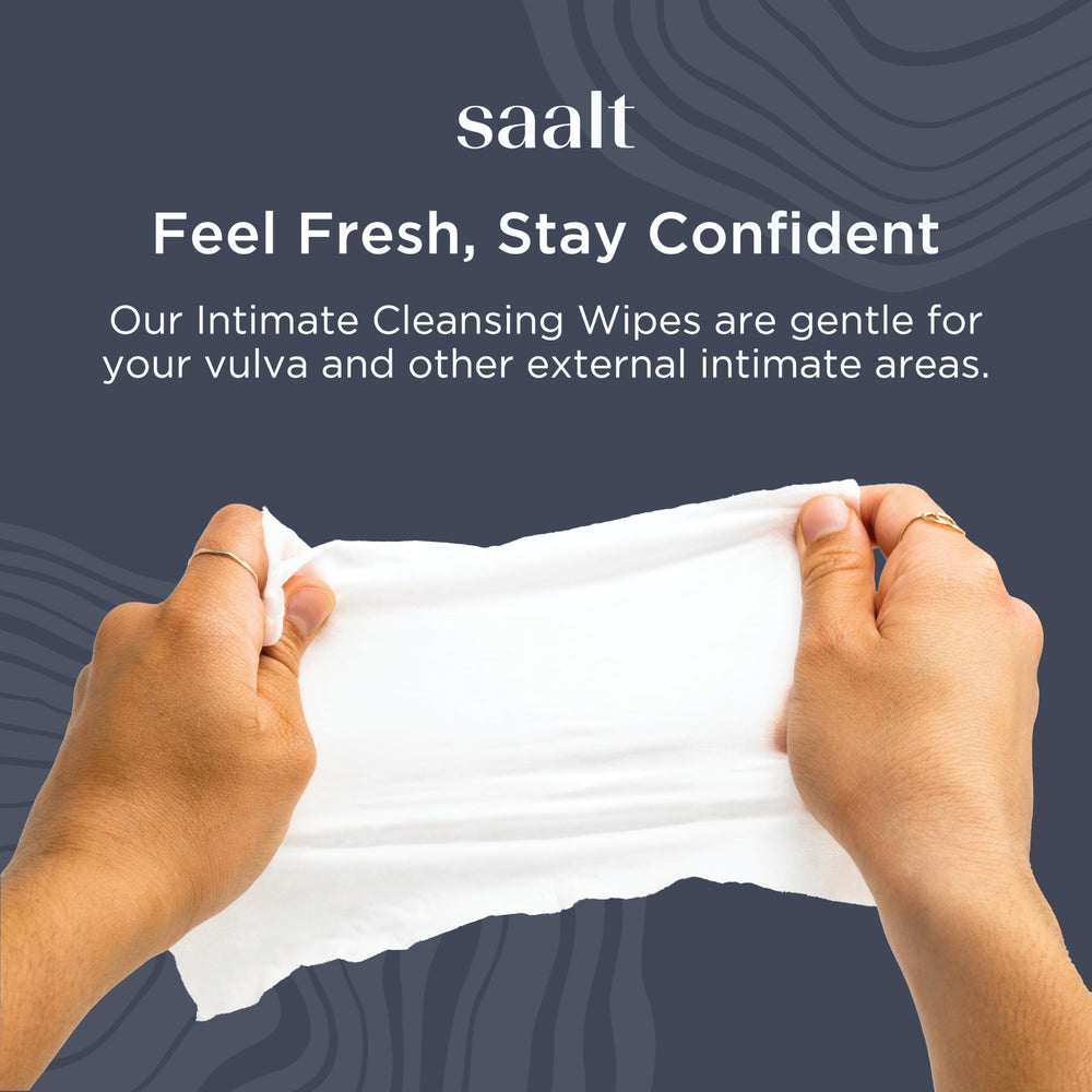 Saalt Daily Cleansing Wipes travel-size pack fits easily in a purse for quick refreshes.
