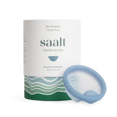 Saalt Disc blue Regular interior view showing soft silicone for all-day wear
