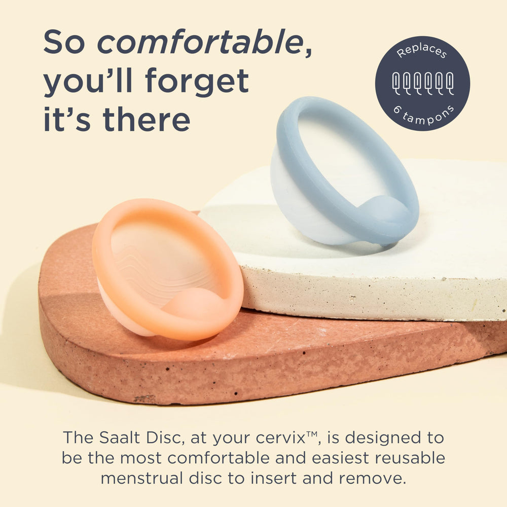 Saalt menstrual disc interior shows soft silicone for comfortable all-day wear.