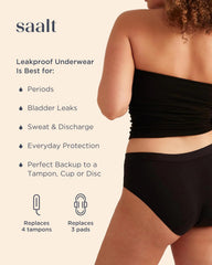 Saalt EveryWear Cotton Brief side profile highlights full-coverage, all-day protection.