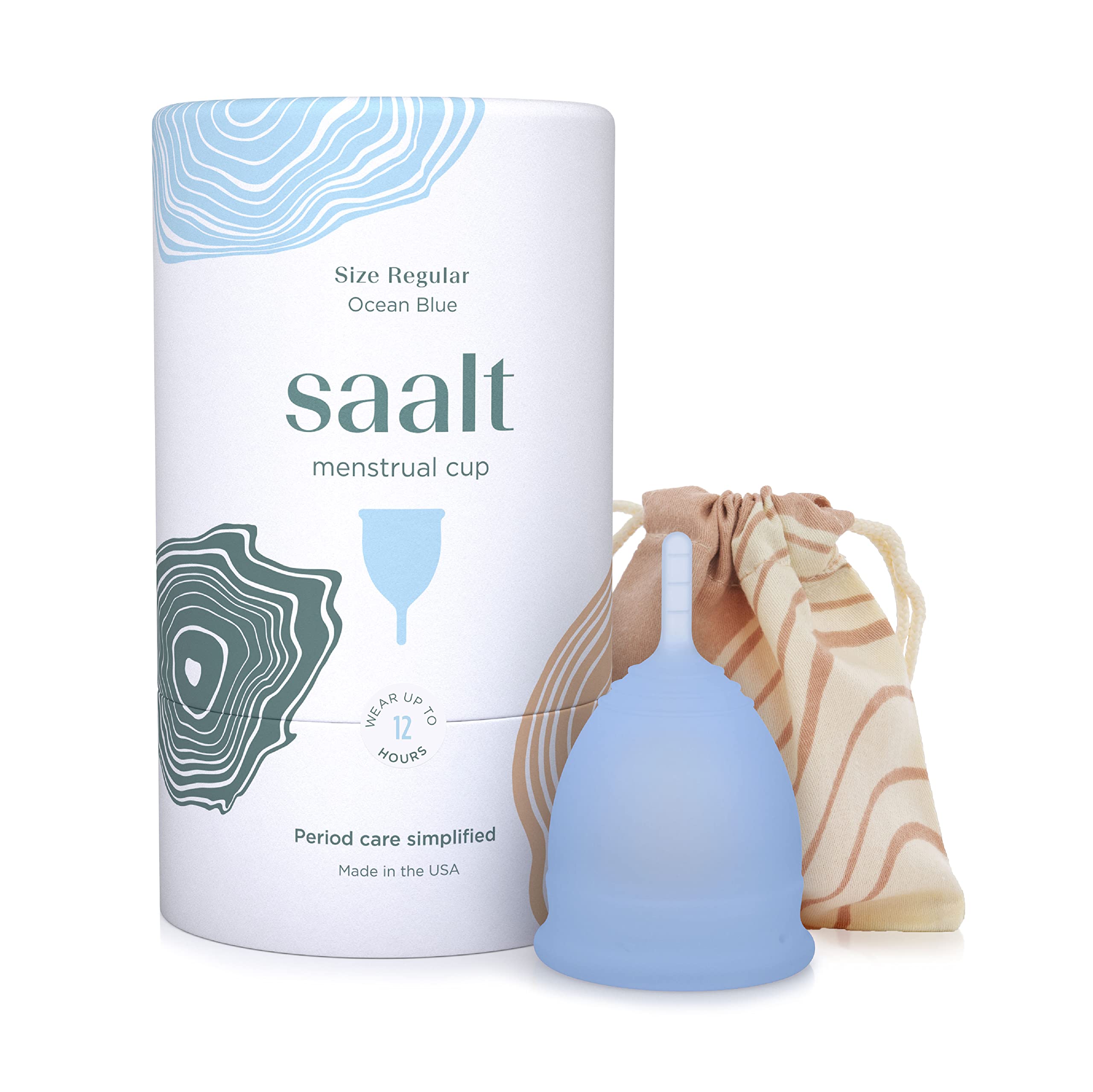 Saalt menstrual cup ocean blue regular, viewed from outside, for secure fit and protection