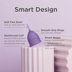 Saalt Soft cup in-use image highlights secure seal with smooth finish.