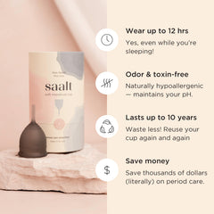 Saalt Soft cup smooth finish showing gentle, comfortable fit