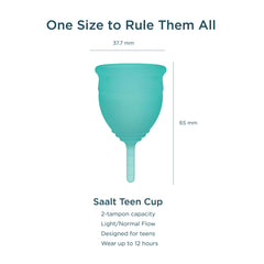 Saalt Teen Cup open-insert closeup shows gentle silicone opening for a secure fit