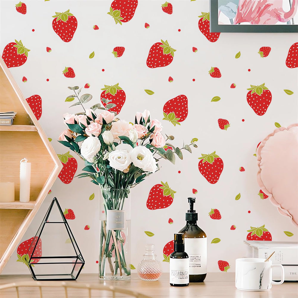 Sacinora 6-sheets strawberry wall stickers brighten nurseries.