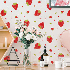 Sacinora 6-sheets strawberry wall stickers brighten nurseries.
