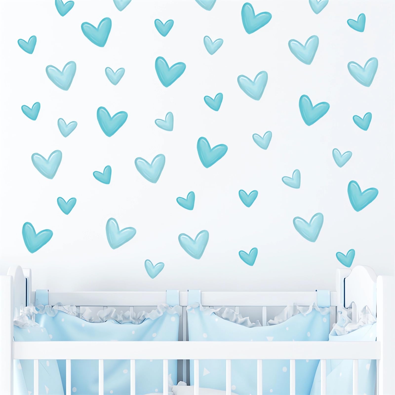 Sacinora blue love heart wall stickers pack for playful nursery decor